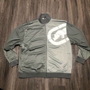 Vintage Ecko Unltd Rhino Track Jacket 4X Gray White Y2K Streetwear Hip Hop